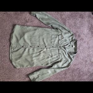 Olive green button up, long sleeve dress